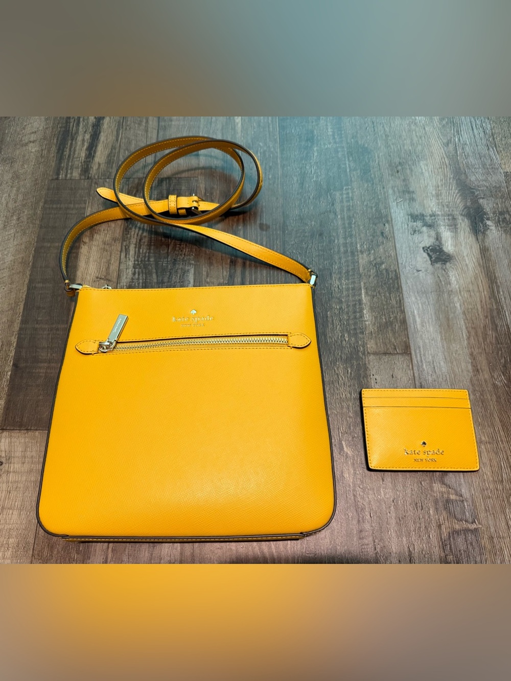 Kate Spade Sadie North South Crossbody w/ Madison Card Holder Wallet - daffodil